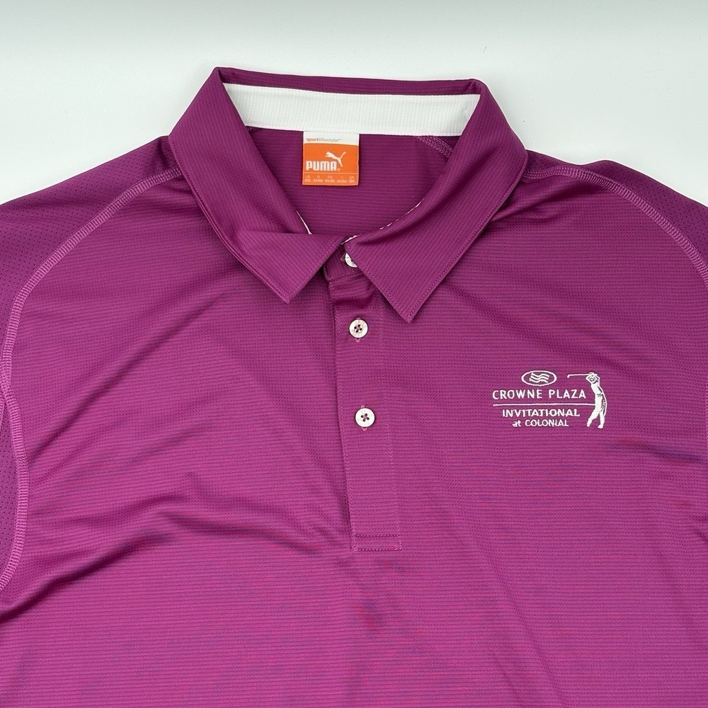 Puma Golf Polo Shirt Mens XXL Purple Crowne Plaza Invitational Performance Tour
